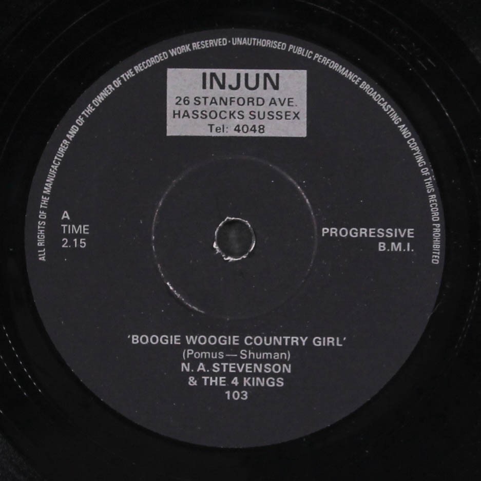 N.A. STEPHENSON: boogie woogie country girl / pins & needles INJUN 7″ Single UK