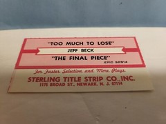 Jeff Beck “The Final Peace” 45 Vg++++ Tested “Too Much to Lose” Jukebox ready