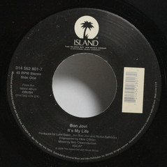 Bon Jovi 45 7″ It’s My Life – 90’s 2000’s Rock Pop Rare