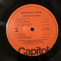 Natalie Cole Unpredictable LP 1977 Capitol Records SO-11600 VG+/VG+
