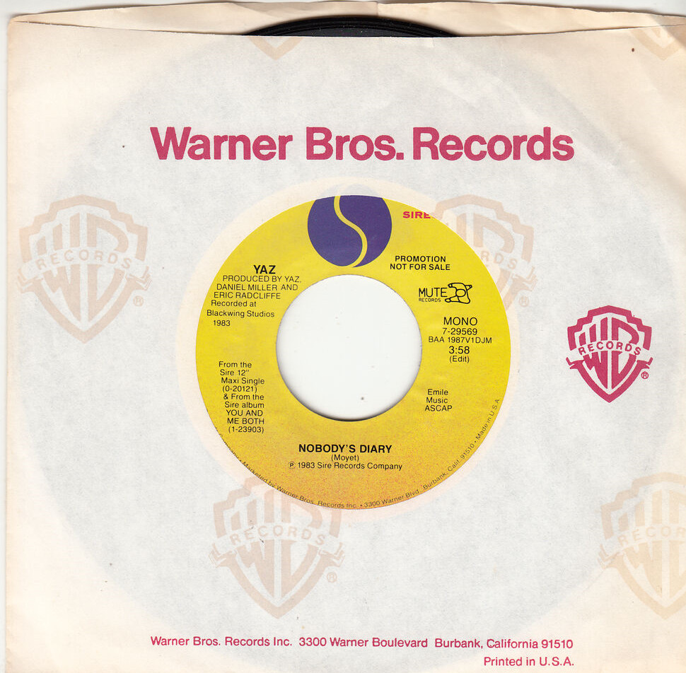 YAZ (DEPECHE MODE) – NOBODY’S DIARY – PROMO SIRE RECORDS 45 – GREAT SHAPE