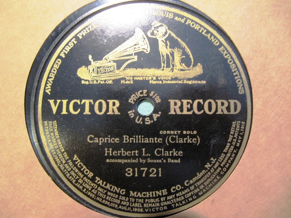 1909 HERBERT CLARKE Cornet composed CAPRICE BRILLANTE_ Sousa’s Band VICTOR 31721