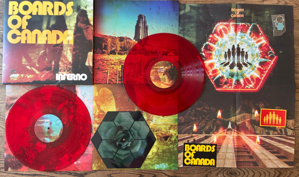 Boards of Canada – Inferno red 2 x LP + flexi + Inferno Sessions rare xtras pack