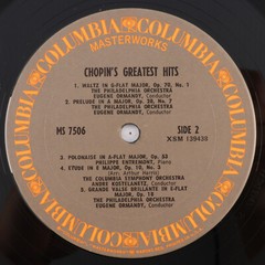 Ormandy / Kostelanetz – Chopin’s Greatest Hits Reissue – LP Record MS 7506