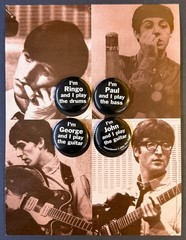 BEATLES “Live At The BBC” PROMO BADGE SET w/DISPLAY Vintage 1994 Capitol RARE