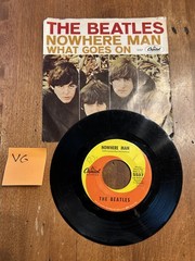 The Beatles Nowhere MAN/WHAT GOES ON 45 w/PIC SLEEVE*1966*5587*PINKNEYVILLE VG+-