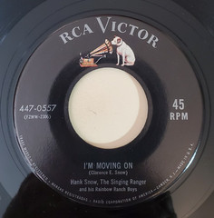 Hank Snow I’M MOVING ON (RE COUNTRY 45) #447-0557 PLAYS VG++