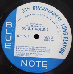 SONNY ROLLINS A NIGHT AT THE VILLAGE VANGUARD LP BLUE NOTE BLP 1581 NY, DG, EAR