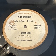 John Coltrane Ascension Vinyl Record Philippine/Impulse/MCA VG+