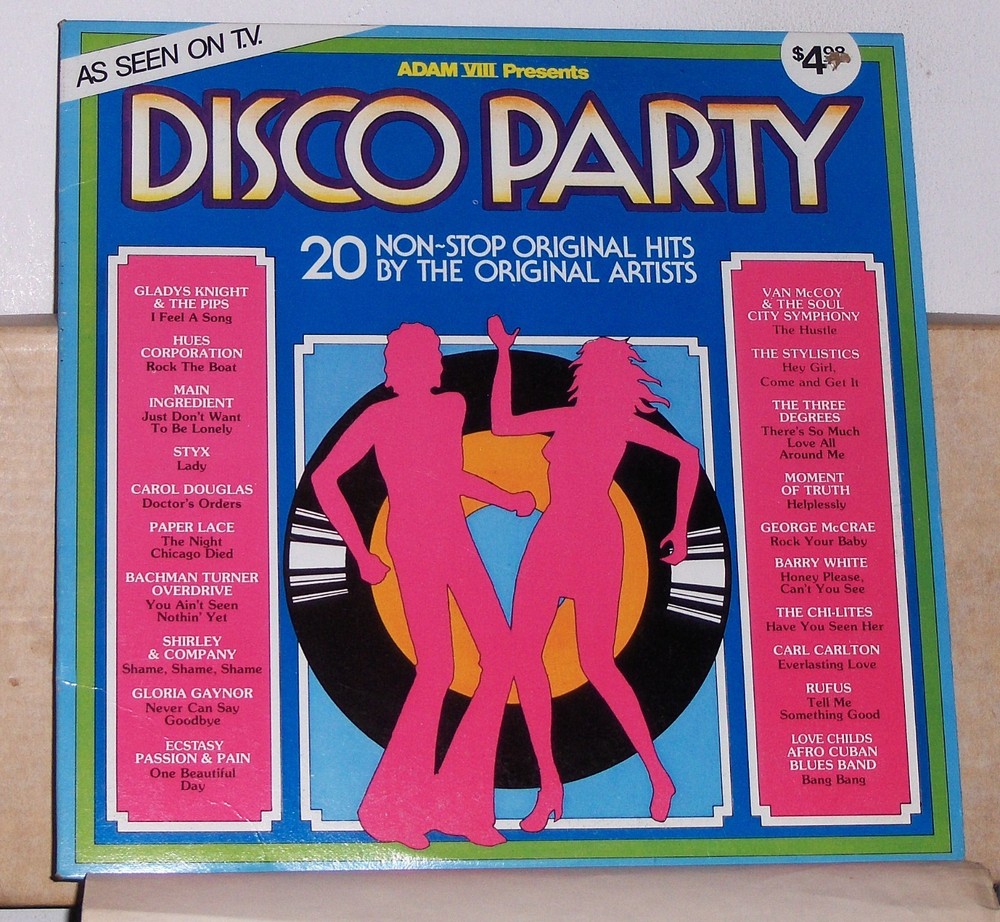 Disco Party – 20 Original Hits and Artist 1975 Vinyl LP Record Album – Excellent