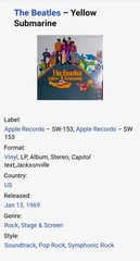 The Beatles Yellow Submarine LP SW-153 1969 US 1st Press Apple Records