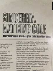 Nat King Cole Sincerely 12″ Vinyl LP Capital Records T-2680 – SEALED