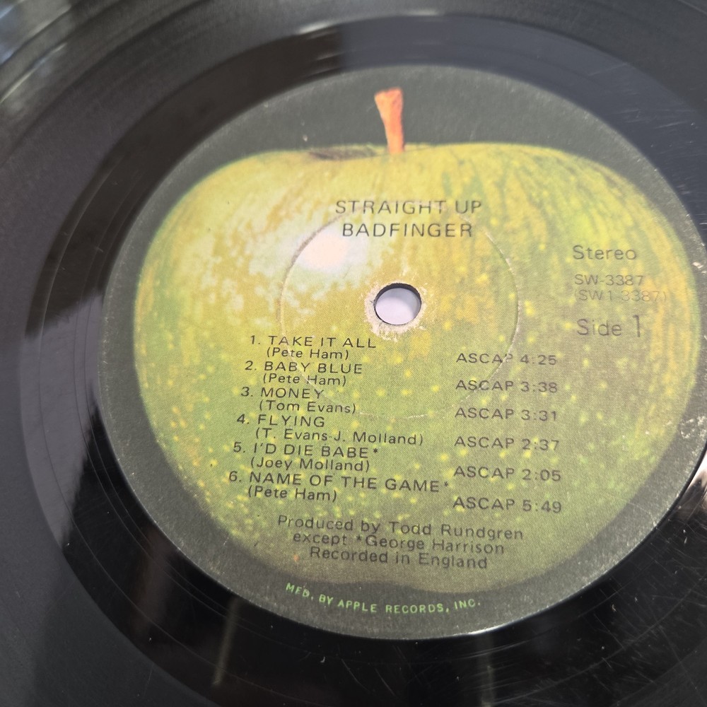 Badfinger/Straight Up – Apple Records SW-3387 Light Scratches No Cover 1971 VG