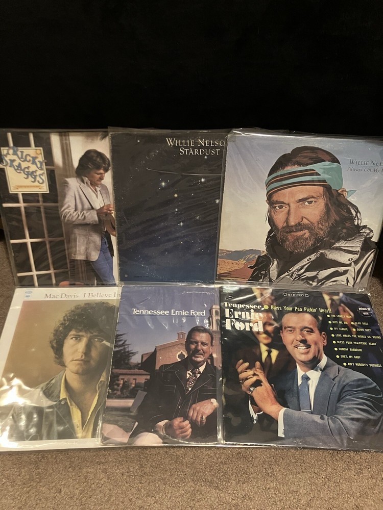 Vinyl Record LOT of 6 Mac Davis, Ricky Scaggs, Tenn Ernie Ford & Willie Nelson