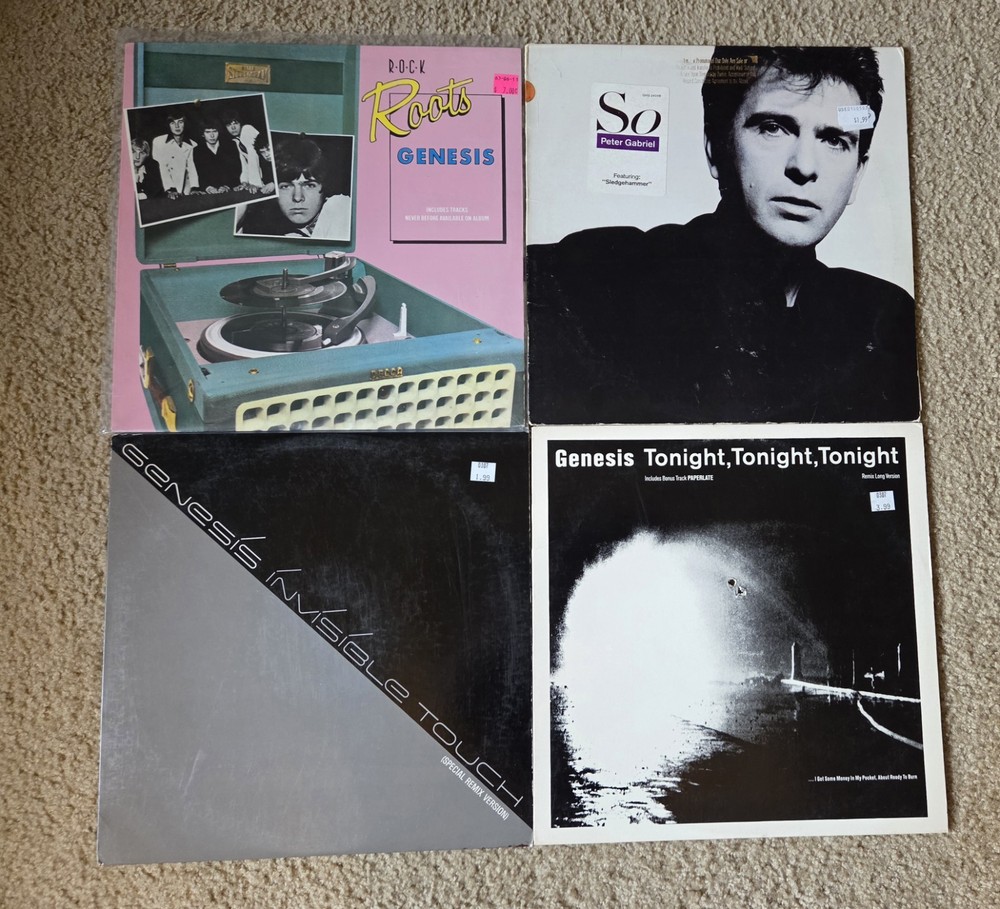 (4) Record Genesis Peter Gabriel Vinyl Lot LP Singles Promotions Phil Collins