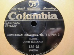 Cuban 1925 JOSE ECHANIZ Pianist PIANO Liszt HUNGARIAN RHAPSODY 11 Columbia 135-M