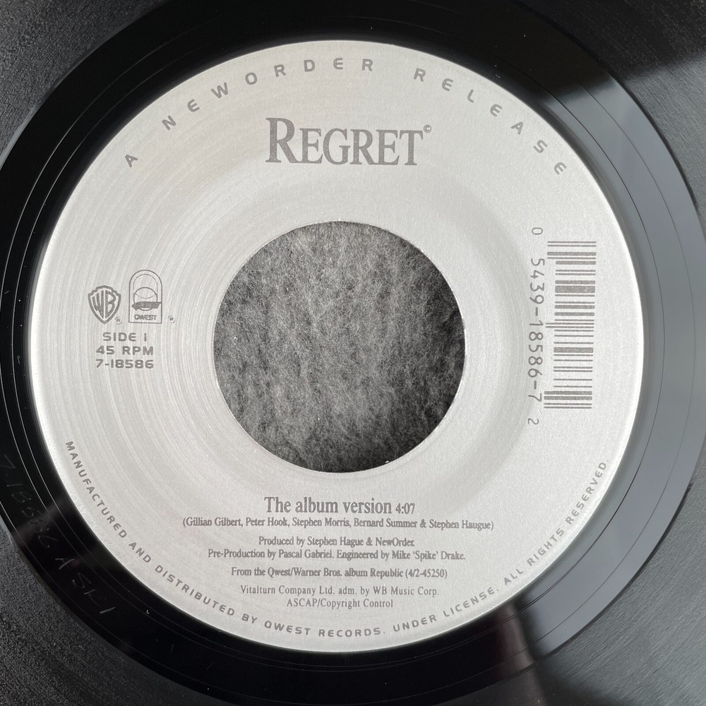 NEW ORDER Regret (Album Version / NewOrder mix) 45 Qwest 7-18586 NEW UNPLAYED