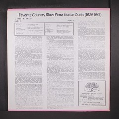 VARIOUS: favorite country blues guitar-piano duets 1929-1937 YAZOO 12″ LP 33 RPM