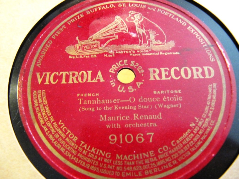 1906 PARIS G&T MAURICE RENAUD Baritone WAGNER Tannhäuser Abendstern VICTOR 91067
