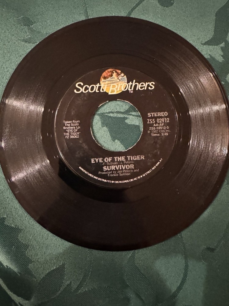 Survivor Eye of the Tiger 45 RPM Scotti Bros 1982 Damaged B-Side A-Side Plays