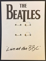 BEATLES “Live At The BBC” PROMO BADGE SET w/DISPLAY Vintage 1994 Capitol RARE