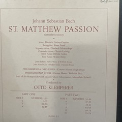 J.S. Bach St. Matthew Passion Otto Klemperer 5Lp Box 1962 Angel Sung In German