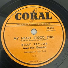1950 JAZZ – The BILLY TAYLOR QUARTET 78 rpm CORAL 65032 DOUBLE DUTY – NEAR MINT