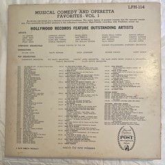 Hollywood Records All Star Cast Musical Comedy Operetta Vol 1 12″ LP 33 Hi-Fi