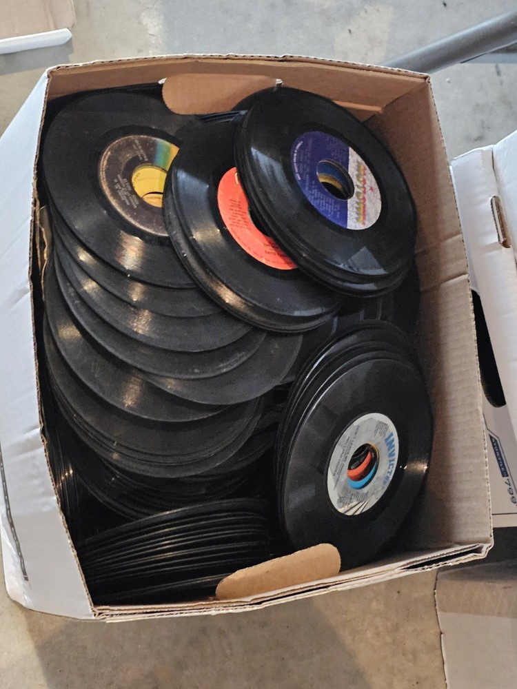 Huge Box Lot Of About 250 Vinyl 45 Records Random Loose From Large Collection