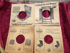 1928 French HIS MASTER’S VOICE 4x Record SLEEVES 10″ 25 cm La Voix de Son Maitre
