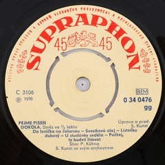 Sláva Kunst Orchestra – Pějme Píseň Dokola – 45 rpm 7″ Record 0 34 0476 Czech