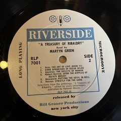 [RADIO/SPOKEN WORD]~EXC LP~MARTYN GREEN~A Treasury of Ribaldry~[1956~RIVERSIDE]