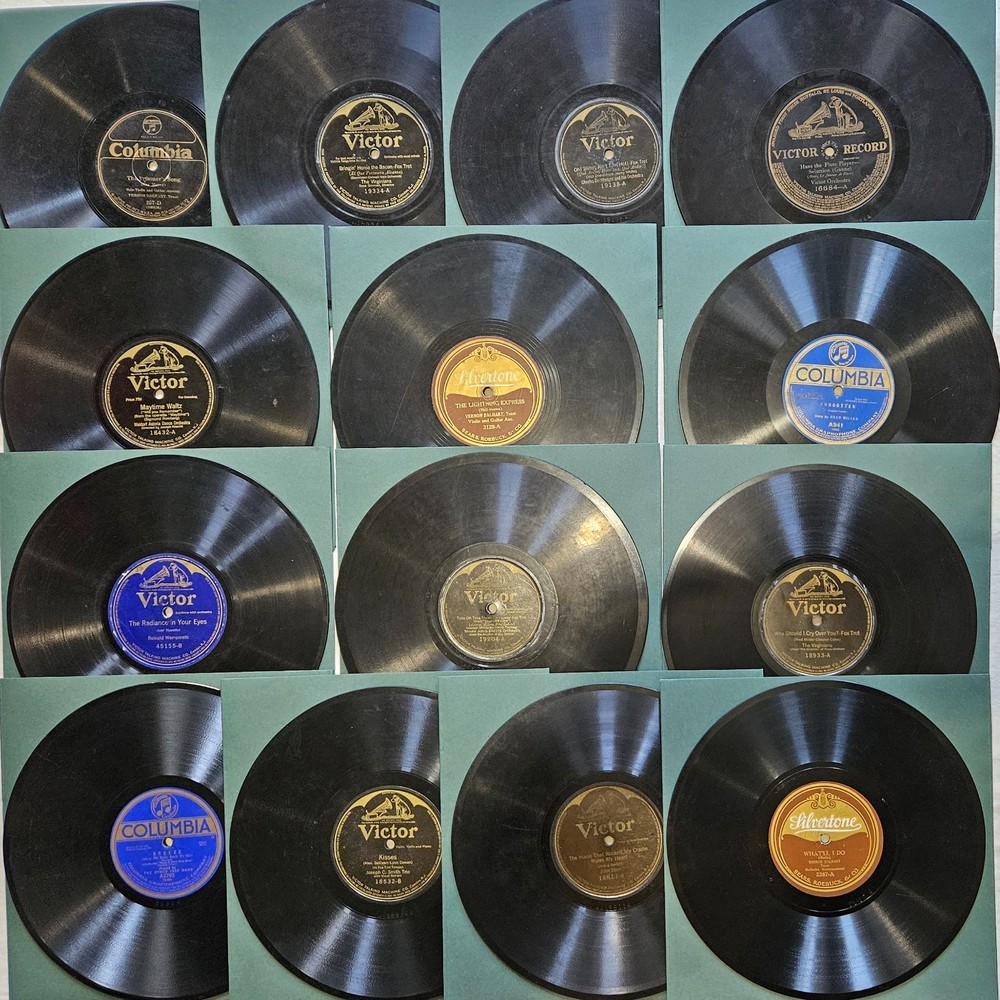 Fourteen 78 RPM 10″ Records Lot #ANV: Prewar Popular, Dance, etc. 1900s – 1930s