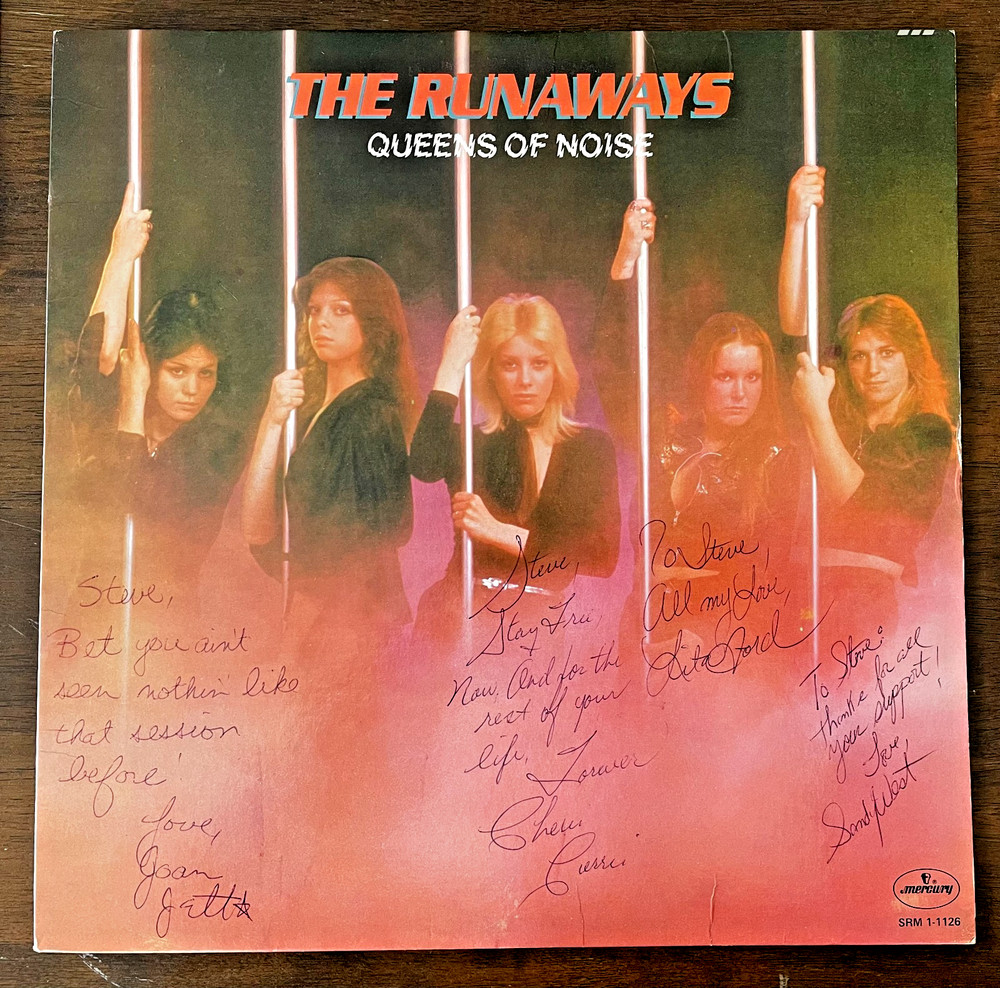Personalized, Autographed Runaway’s Queens Of Noise vinyl/album from 1977 in LA