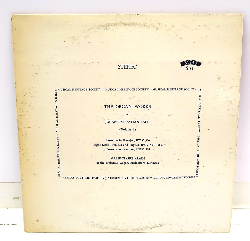 JOHANN SEBASTIAN BACH The Organ Works Volume 7 LP Record MHS 631