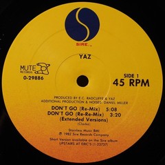 Yaz ‎– Don’t Go – Re-Mixes 12″ 1982 US Allied Pressing 45RPM NM