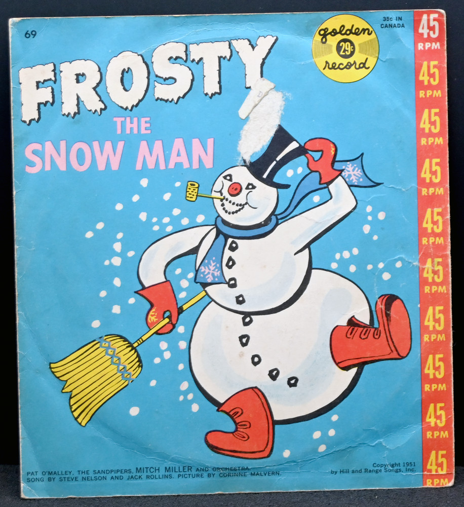 Golden Records “Frosty The Snowman” #69 6″ Vinyl 45 RPM Black Vintage 1951 VG/VG