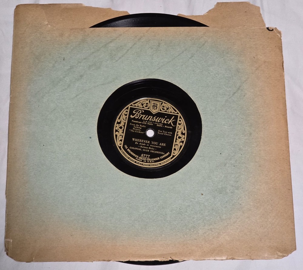1920’s – 1930’s Brunswick Records 78rpm Shellac Record (Catalog 4777)