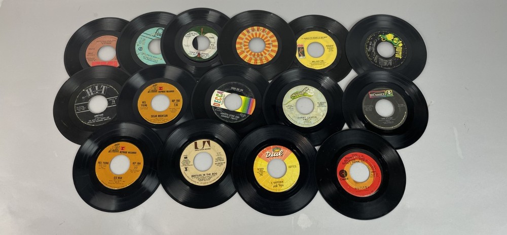VTG 45 RPM Records Lot 15 Vintage 70s Rock Rockabilly Vinyl UNTESTED Scratched