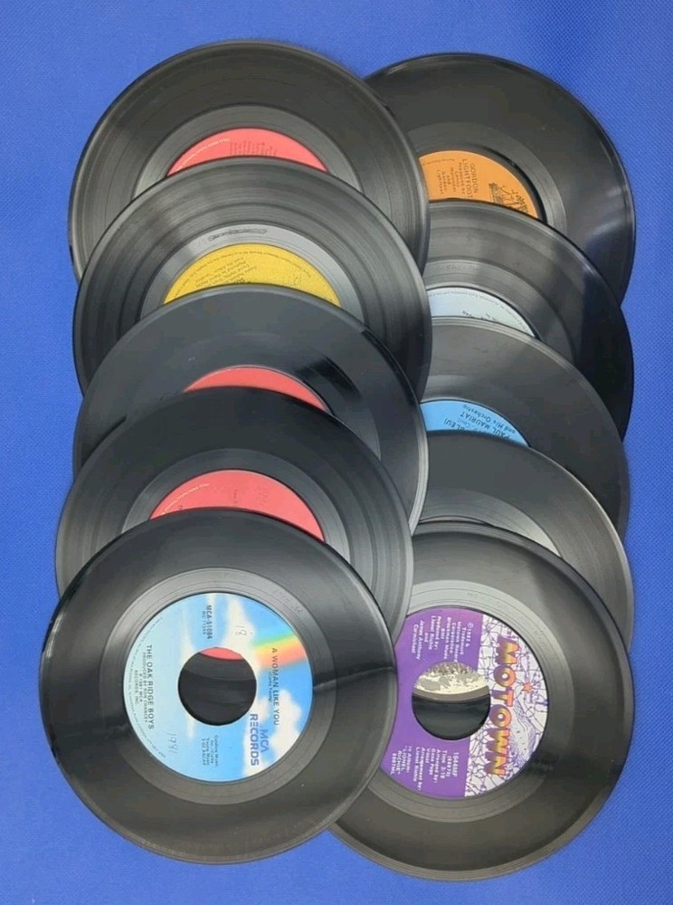 Lot of 10 Loose Vintage Vinyl 45 RPM Records Random Mixed Used Arts/Crafts