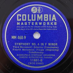 Tchaikovsky, Minneapolis Orchestra Symphony No. 4 5x 12″ 78 rpm Record Set M 468