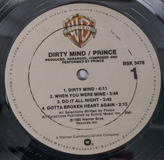 Prince Dirty Mind LP Warner Bros BSK 3478 Original 1980 US First Press EDP Inner