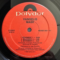 Vangelis Mask Vinyl LP 1985 Polydor Records Electronic Ambient