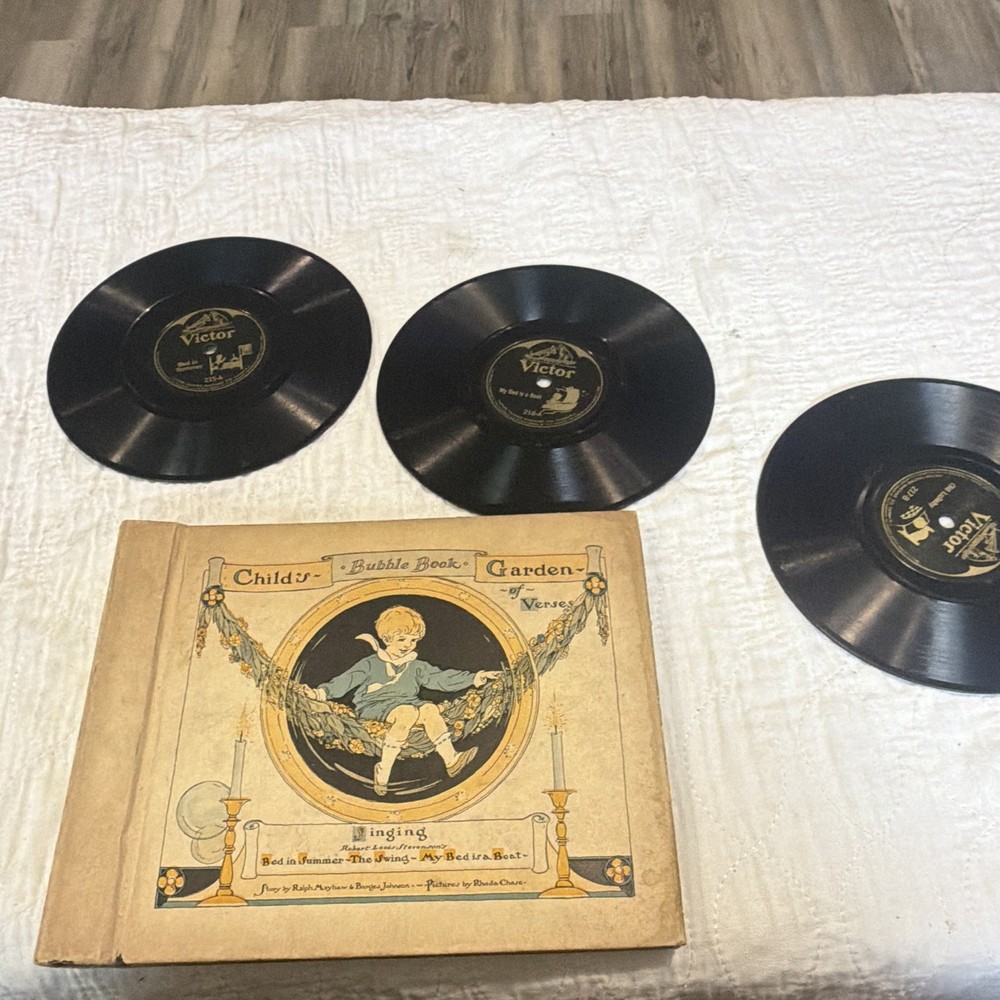Victor Chimney Corner Bubble Book 78 RPM Shellac Box Set Illustrated Book