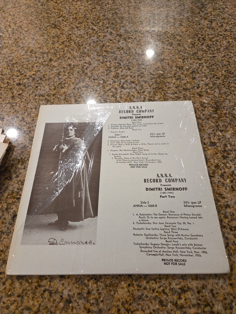 LP -A.N.N.A. Record Co – Dimitri Smirnoff – Rosa NY Nov 1926