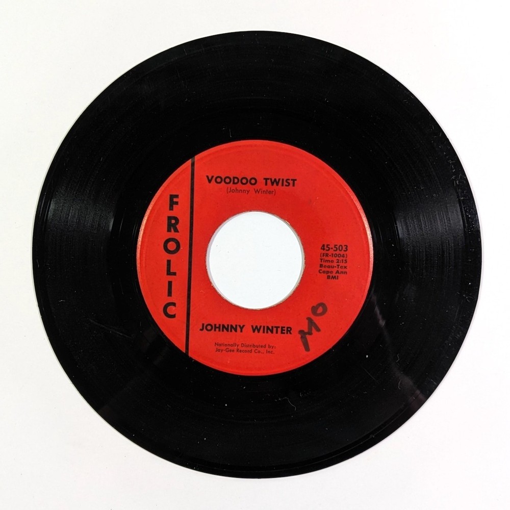 Johnny Winter – Voodoo Twist / Ease My Pain 45 RPM 1962 FROLIC 7″ vinyl Blues
