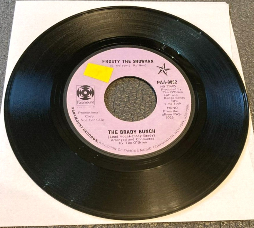 The Brady Bunch: Frosty the Snowman/Silver Bells 45 Paramount promo xmas VG HEAR
