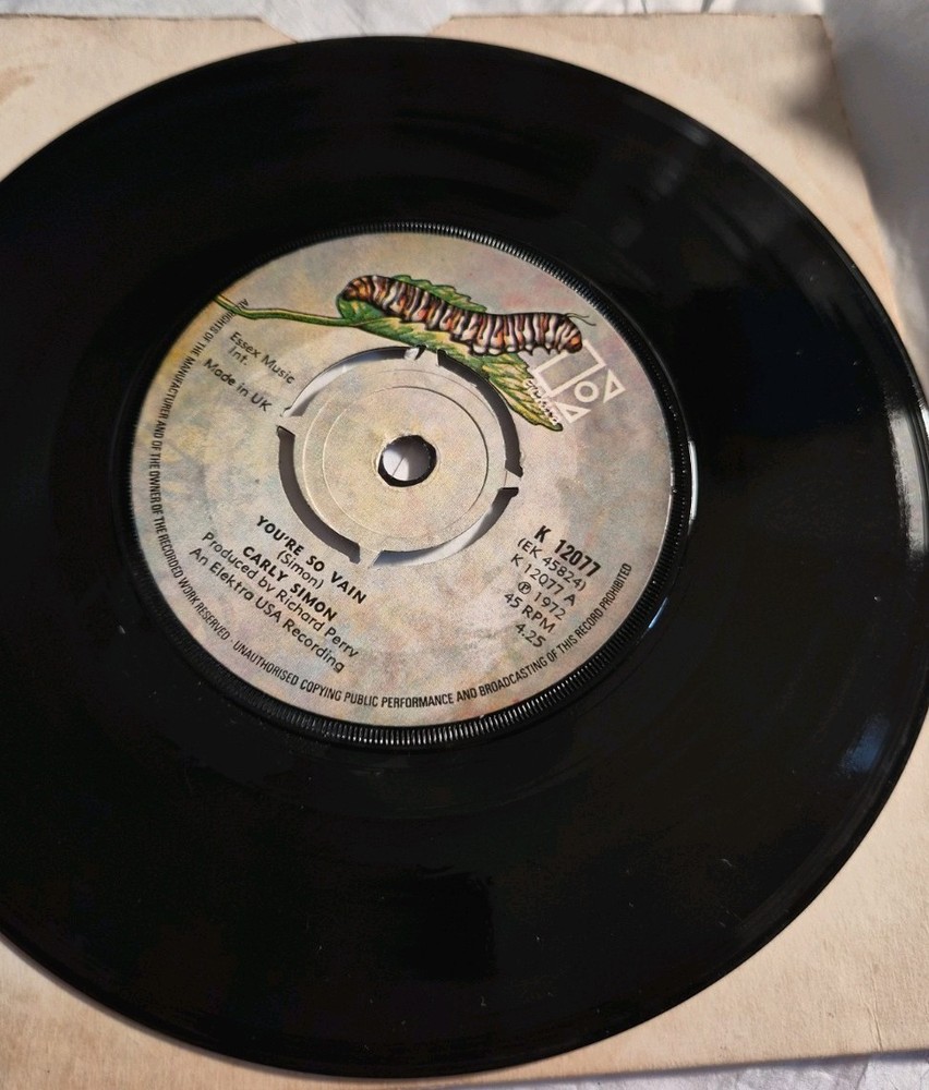 Carly Simon You’re So Vain 7 Inch Vinyl Single Good Condition