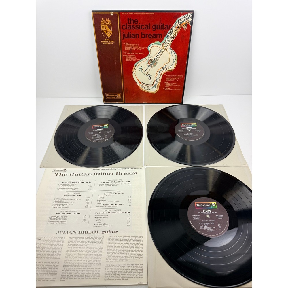 Julian Bream The Classical Guitar 3 LP Box Set Westminster Library WMS-1029 -BF
