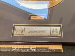 1996 /9500 JOHN LENNON IMAGINE GOLD Vinyl LP APPLE RECORDS 1971 GOLD ALBUM FRAME